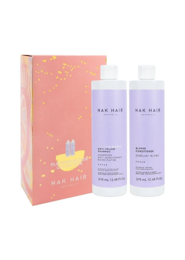 NAK Hair Platinum Blonde Collection Shampoo and Conditioner 375ml Duo