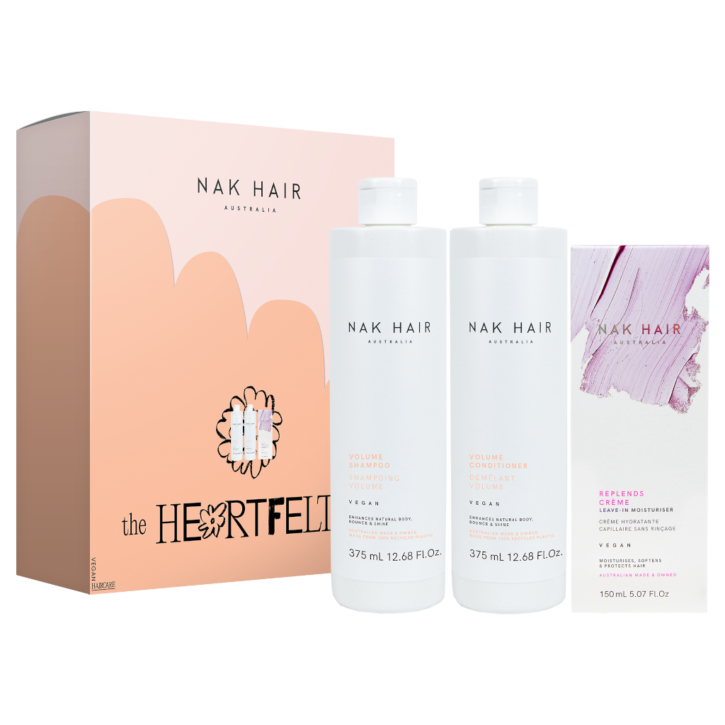 NAK Hair Volume Trio Pack w/Replends Creme Leave-In Moisturiser 150ml