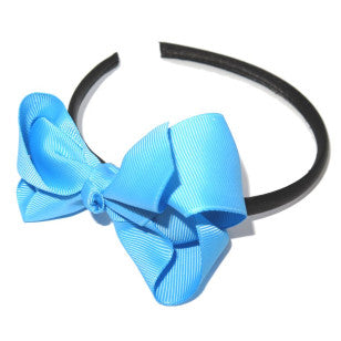 School Grosgrain Bow Hairband Sky Blue