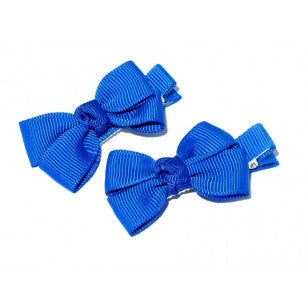 School Small Grosgrain Bows Clips 2Pk Royal Blue