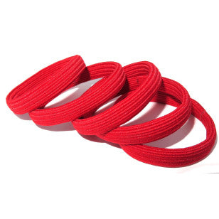 School Hair Tie 5 Pack Red