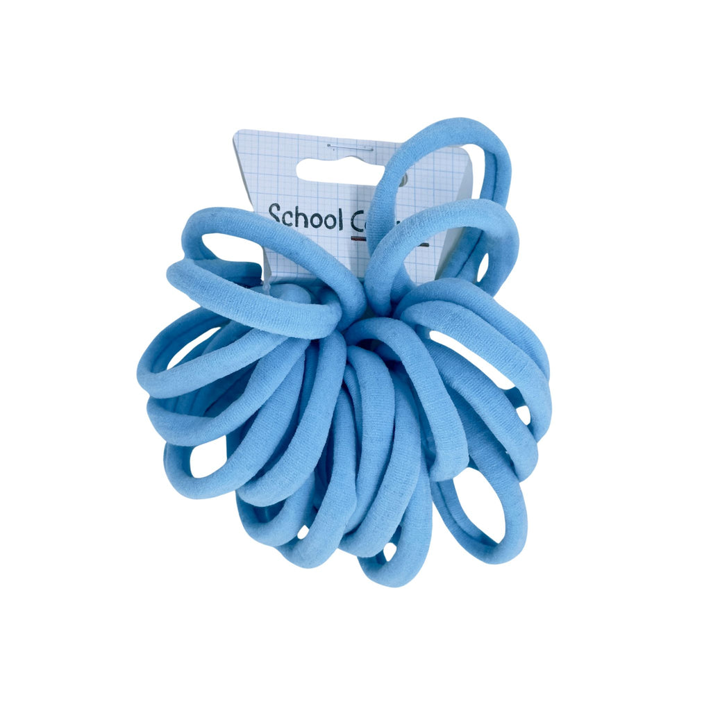 School Large Soft Hair Tie 20 Pack Sky Blue