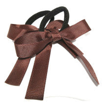 School Pony Bows 2Pk Brown