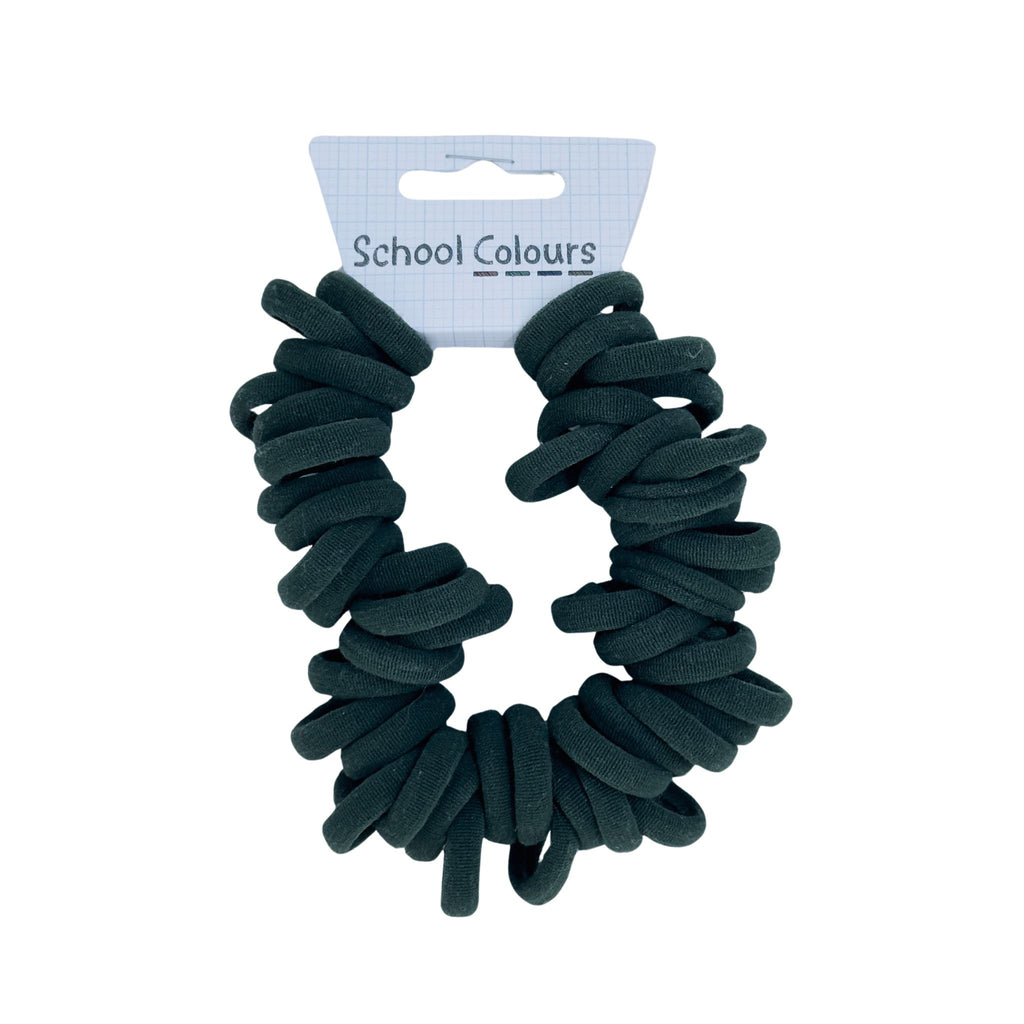 School Small Soft Hair Ties 50Pk Green