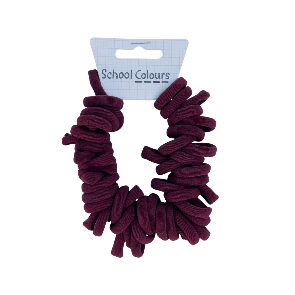 School Small Soft Hair Ties 50Pk Maroon