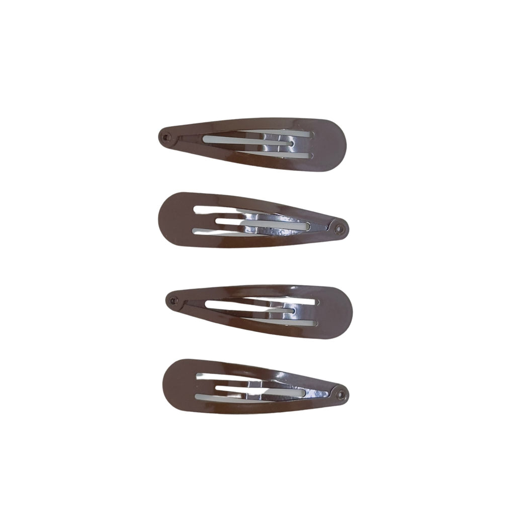 School Snap 50mm Hair Clips 4Pk Brown