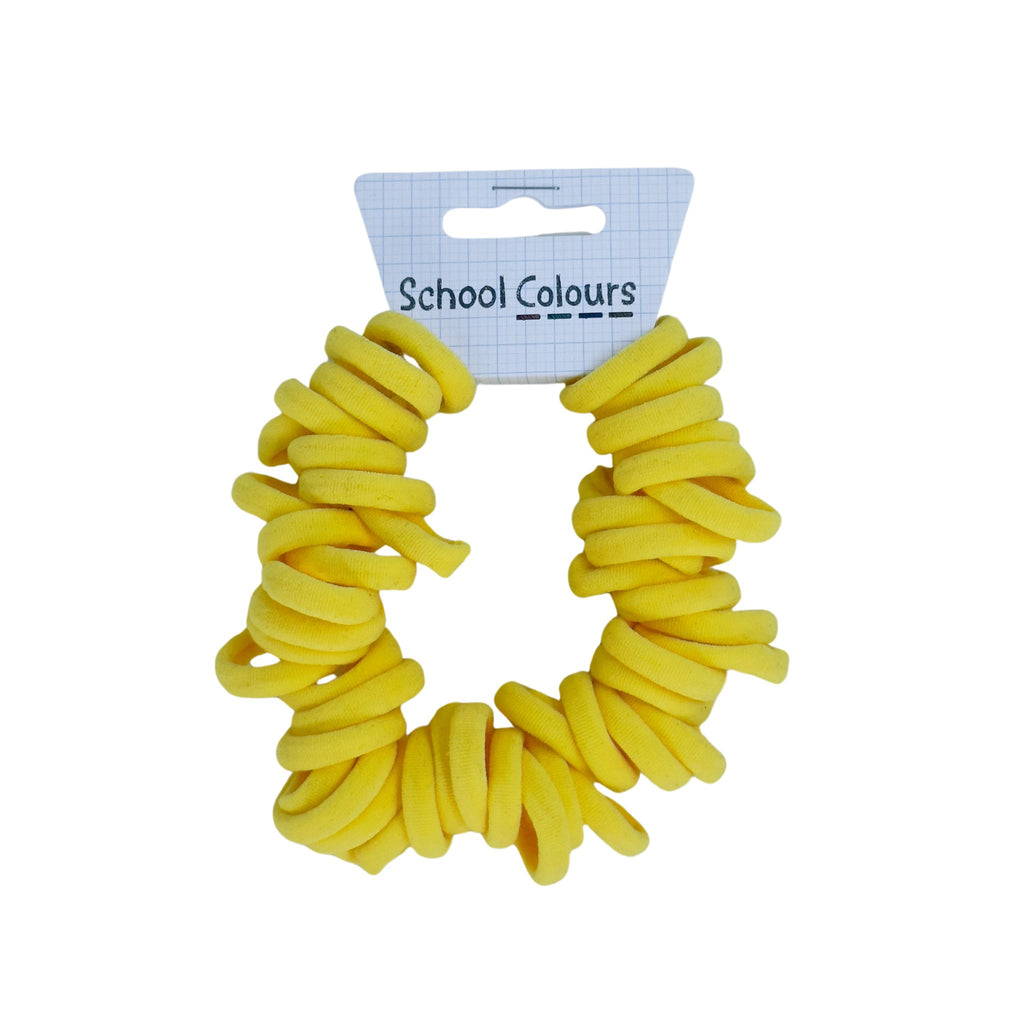 School Small Soft Hair Ties 50Pk Yellow