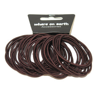 School Thin Hair Tie 20 Pack Brown