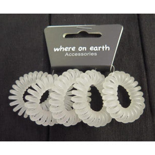 Spiral Hair Ties 5 Pack Matte Clear