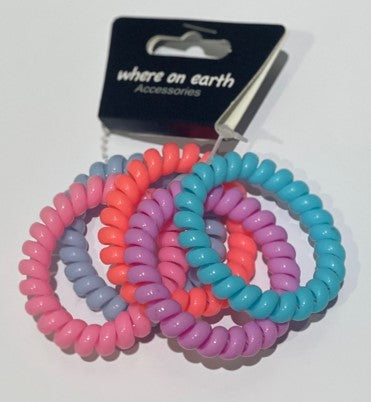 Spiral Hair Ties Large Bright Colours 5 Pack