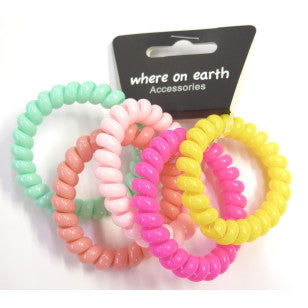 Spiral Hair Ties Large Bright Colours 5 Pack