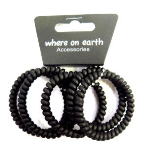 Spiral Hair Ties 5 Pack Thin Black